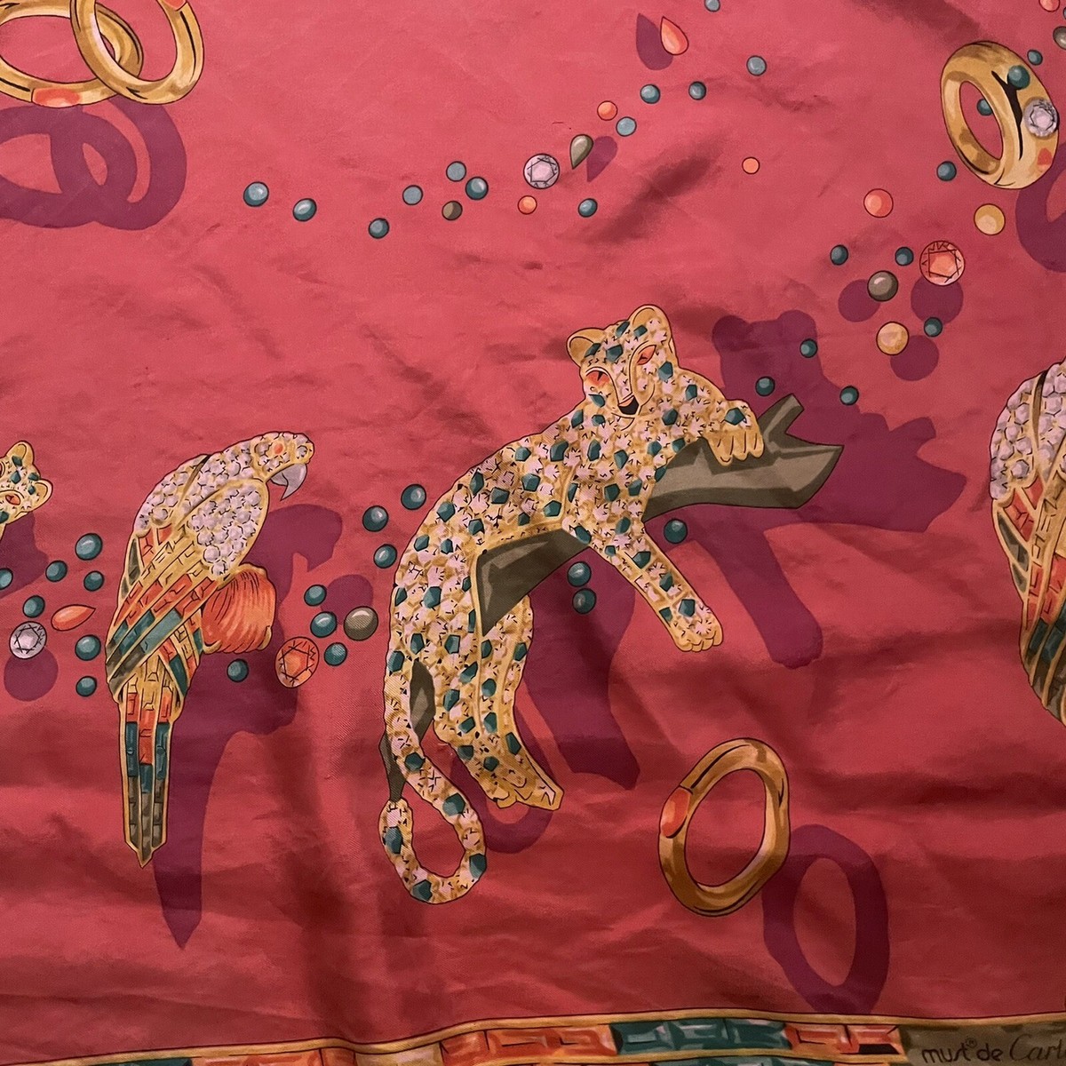must de Cartier シルクスカーフ レオパード MUST DE CARTIER scarf Silk TWill Jungle Leopard Handroll