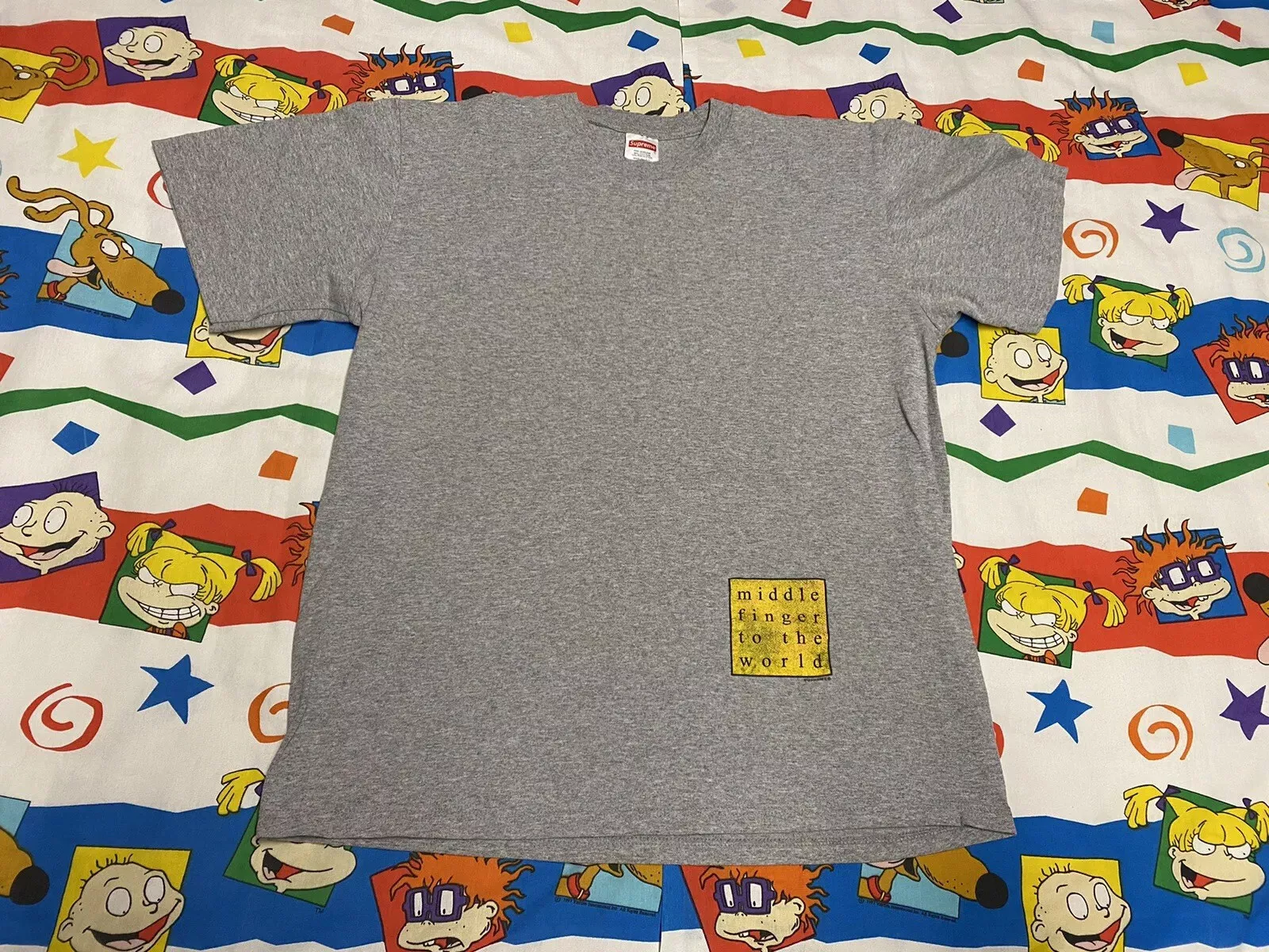 Supreme Middle Finger To The World Shirt Grey Medium SS19