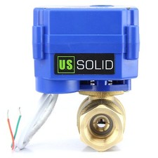 U.S. Solid Motorized Ball Valve 3/4in Standard Port Brass 9-24V NC Auto Return