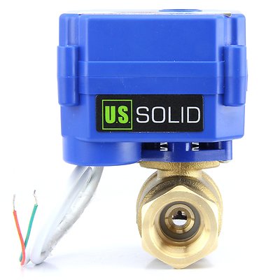 U.S. Solid 3/4'' NPT Motorized Ball Valve N/C 9V 12V 24V AC/DC 2-Wire Brass