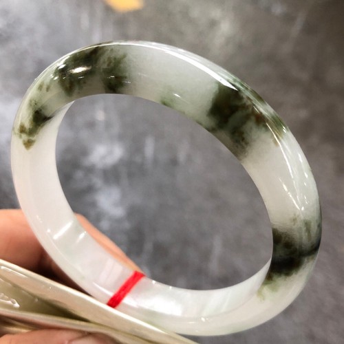 Nature Grade AAA Icy Green Black Burmese Jade jadeite bracelet bangle 58mm - 第 6/12 張圖片