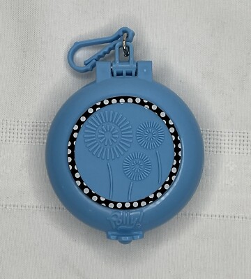 Polly Pocket Pretend Makeup Compact Case Mirrored Blue Keychain Vintage