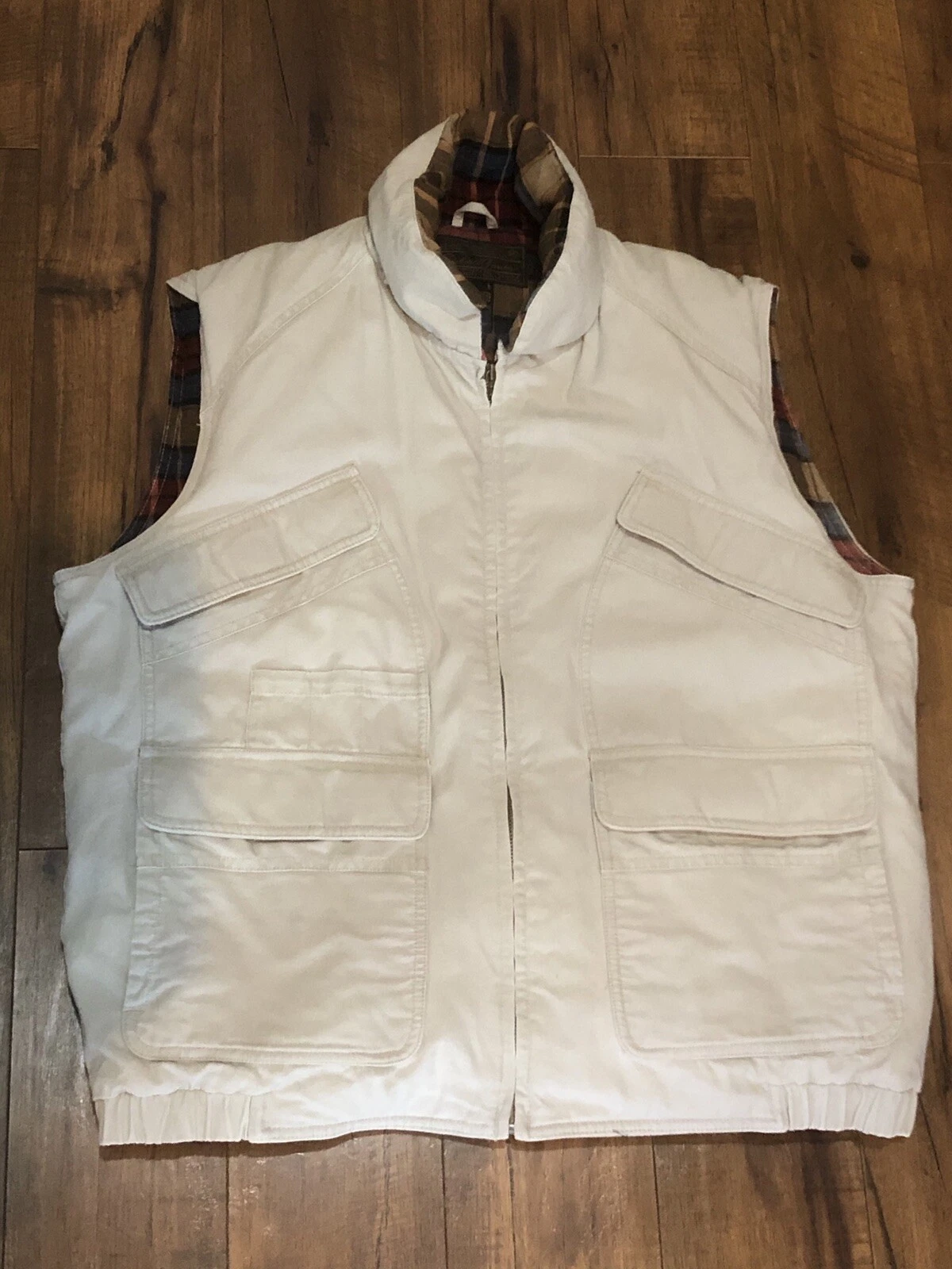 Eddie Bauer Men's Vintage Vest Goose Down Cargo vest Fishing Hunting Outdoors L
