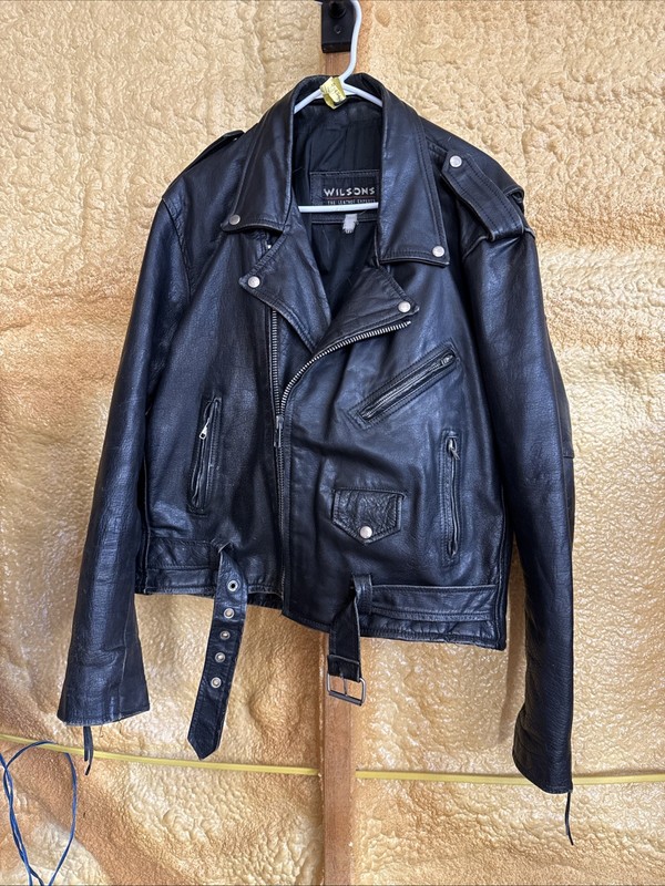 Vintage Wilson’s Leather  Biker Jacket with Harley Davidson Patch