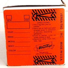 Genuine Versa Tags Key Tags 200 ORANGE Versa-tags 250 per box with Rings NEW