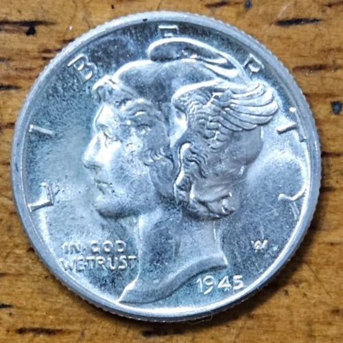 1945 Mercury Silver Dime AU-BU #AB775