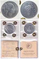 ITALIAN REPUBLIC 5 lire 1949 PERIZIATA