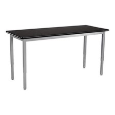 Pemberly Row 24x60" Metal Science Lab Table with HPL Top in Black