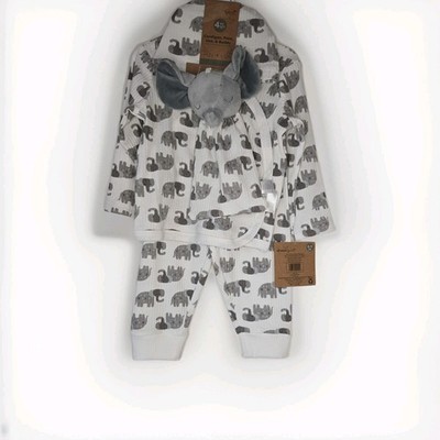 NWT Dreamgro Elephant 6-9 month 4pc Outfit Set Cardigan, Pant, Buddy, and Hat