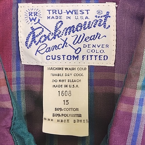 Vintage Rockmount Ranch Wear Shirt Mens Small Neck Size 15 Pealt Snap Western - Picture 7 of 9