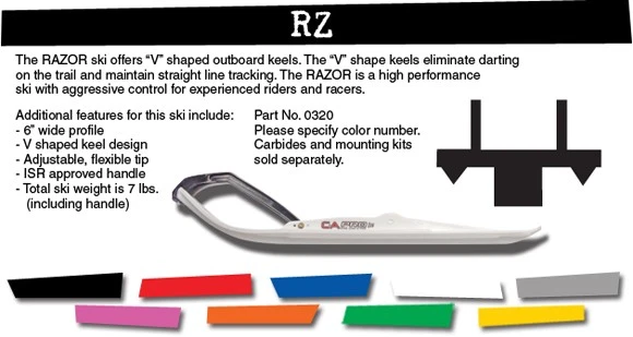 Pair of Red C&A Pro Razor [RZ] 6" Snowmobile Skis W/Black C&A Loops - Image 3 of 4