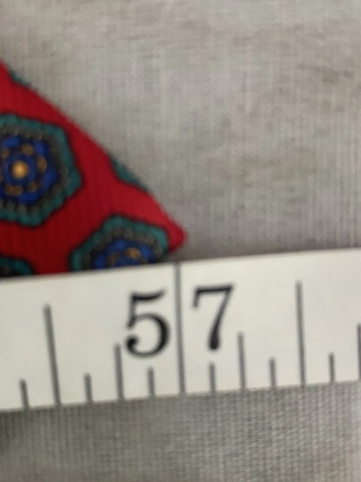 Corbata Damon All Silk para hombre hecha en EE. UU. tela impresa a mano en Italia rojo azul Foto 3 de 4