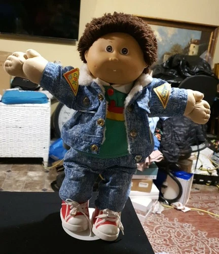 Cabbage Patch Kid Boy Transitional Doll #5-1 Tooth,Brown Hair/eyes Designer Outf