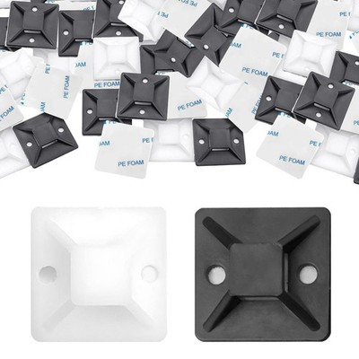 Self Adhesive Cable Tie Mounts Clips for Wire, Cable, Conduit, Tubing, Sleeving