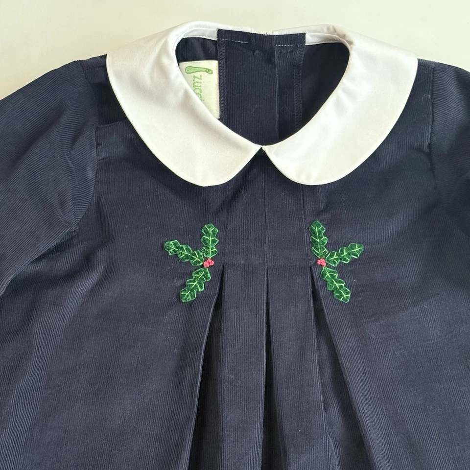 Novo Vestido de Natal de Veludo Menina 6 P Bordado Manga de Sino de Veludo Feriado - Imagem 4 de 4