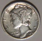 1929 S Mercury Dime 10C Cents Coin Silver, VF+!