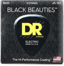 DR Strings Black Beauties Electric Bass Guitar Strings - .045-.130 Medium-heavy