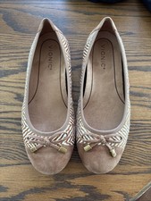 Vionic Womens Minna Tan Comfort Shoes Faux Calf Hair Ballet Flats Sz US 6.5