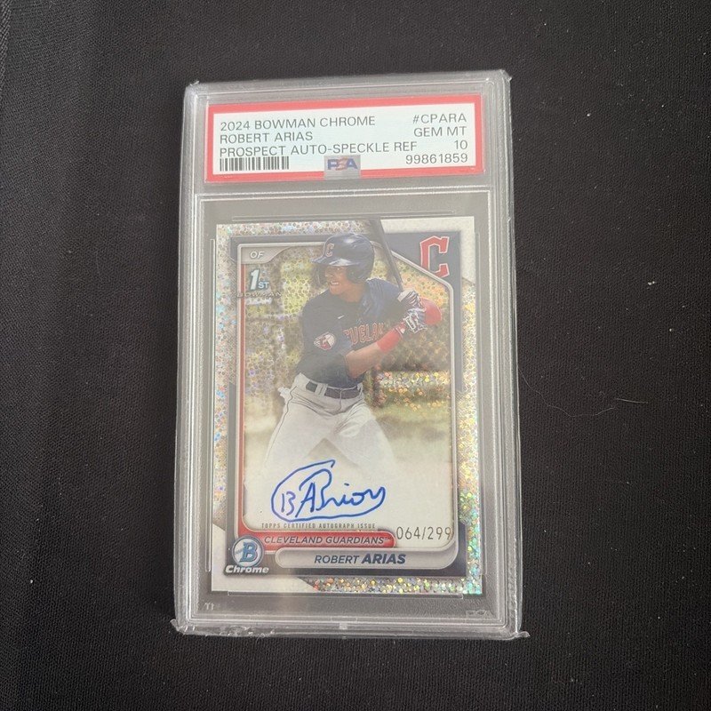 2024 Bowman Chrome Autographs Robert Arias Speckle Refractor /299 PSA 10 #CPARA