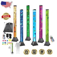 Large 4FT Sensory Fish Bubble Tube, Relaxing LED Night Light Tower, Stress Re...