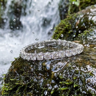 925 Sterling Silver Handset Moissanite Tennis Bracelet