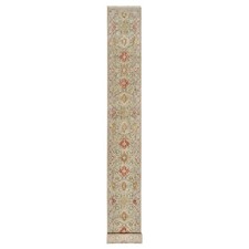 2'5"x22' Beige The Sunset Rosettes Wool and Silk Hand Knotted Rug R90814