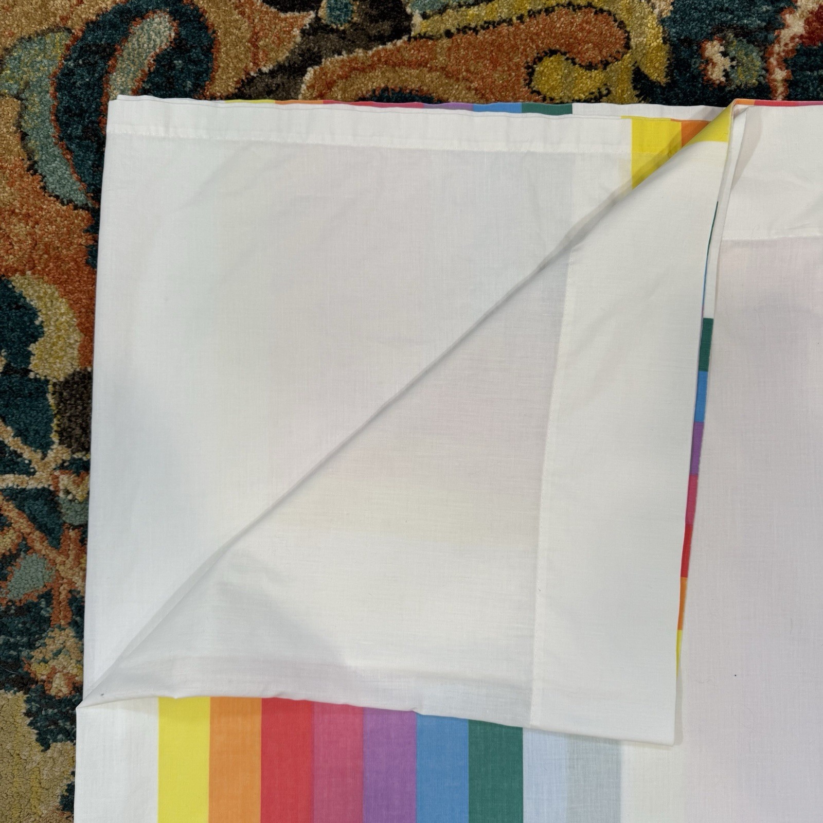 Vtg Wamsutta Rainbow Queen Flat Sheet, Fitted Sheet & Pillowcase Stranger Things