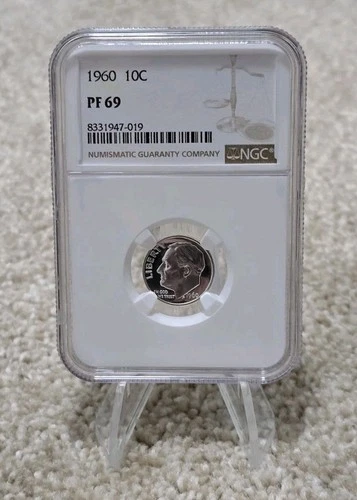 1960 10c Roosevelt Dime Graded PF69 by NGC, Proof 69 Ten Cent Collectible Coin