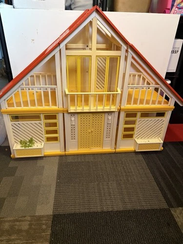 Vtg  1979 Yellow A-Frame Barbie Dream House  W Furniture & Some Accessories