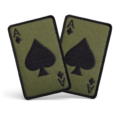 BLUYELLOW 2-Piece Ace of Spades Patch Death Card, Embroidered Tactical Patches