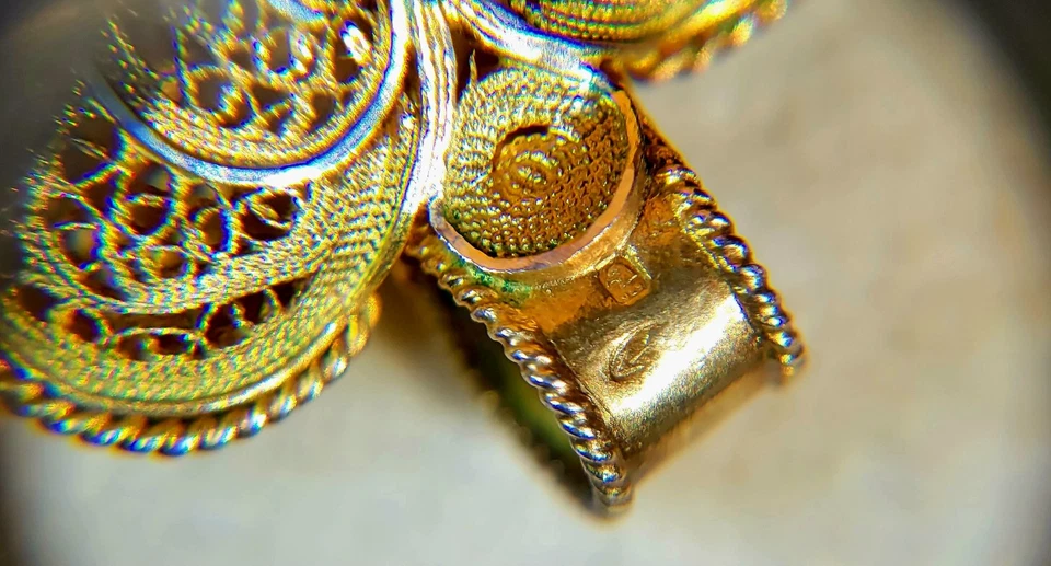 Pendente filigrana argento 925 dorato - Sacro cuore di Gesù - antico - Immagine 4 di 4