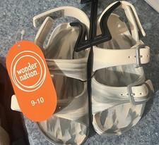 Wonder Nation Unisex Kids Gray Buckle Adjustable Strap Sandals Size 9-10 NWT