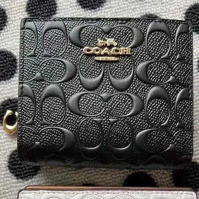 Coach Women's Folding Short Wallet Coach Wallet (new Embossed Black)