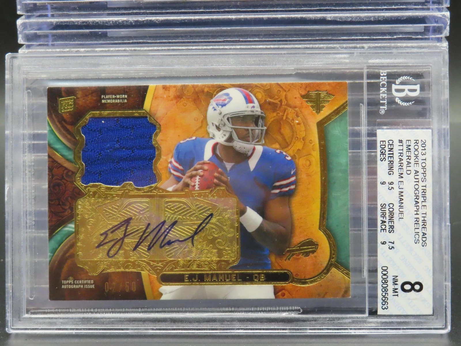 EJ Manuel Topps Triple Threads Rookie Jumbo Relics #EM Emerald