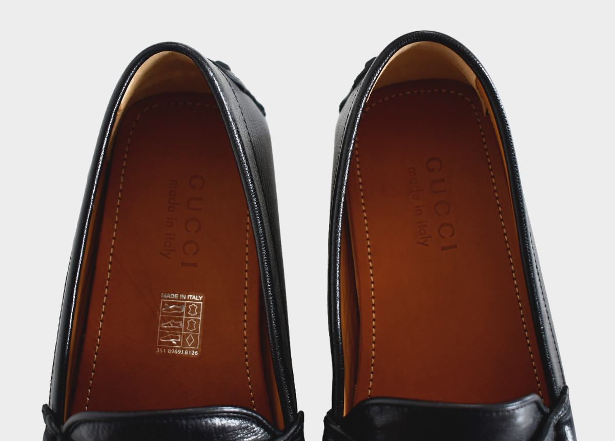 ?️GUCCI QUENTIN Horsebit Black Leather DRIVER LOAFER Men