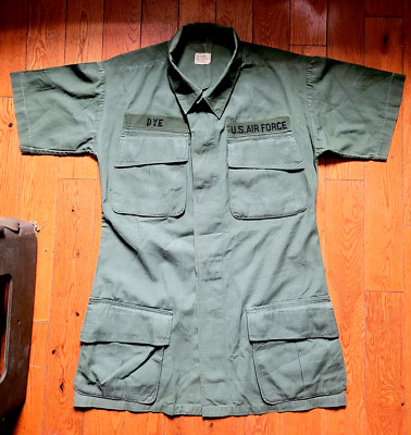 60’S USAF JUNGLE FATIGUE Vietnam 60s 1968 USAF Air Force Short Sleeve Poplin Jungle