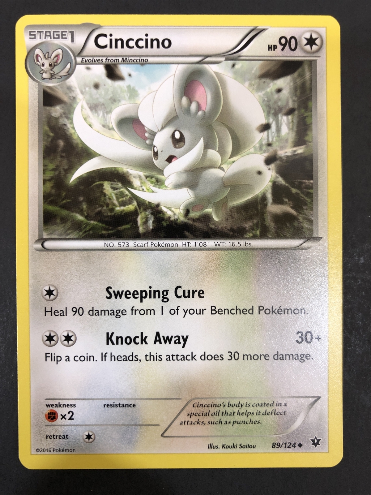Pokemon Card, Cinccino 89/124, Uncommon, Fates Collide Set (2016), NM/M