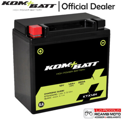YTX14H KOMBATT BATTERY SEALED GEL CAGIVA 500 CANYON RIVER 1998 1999 2000