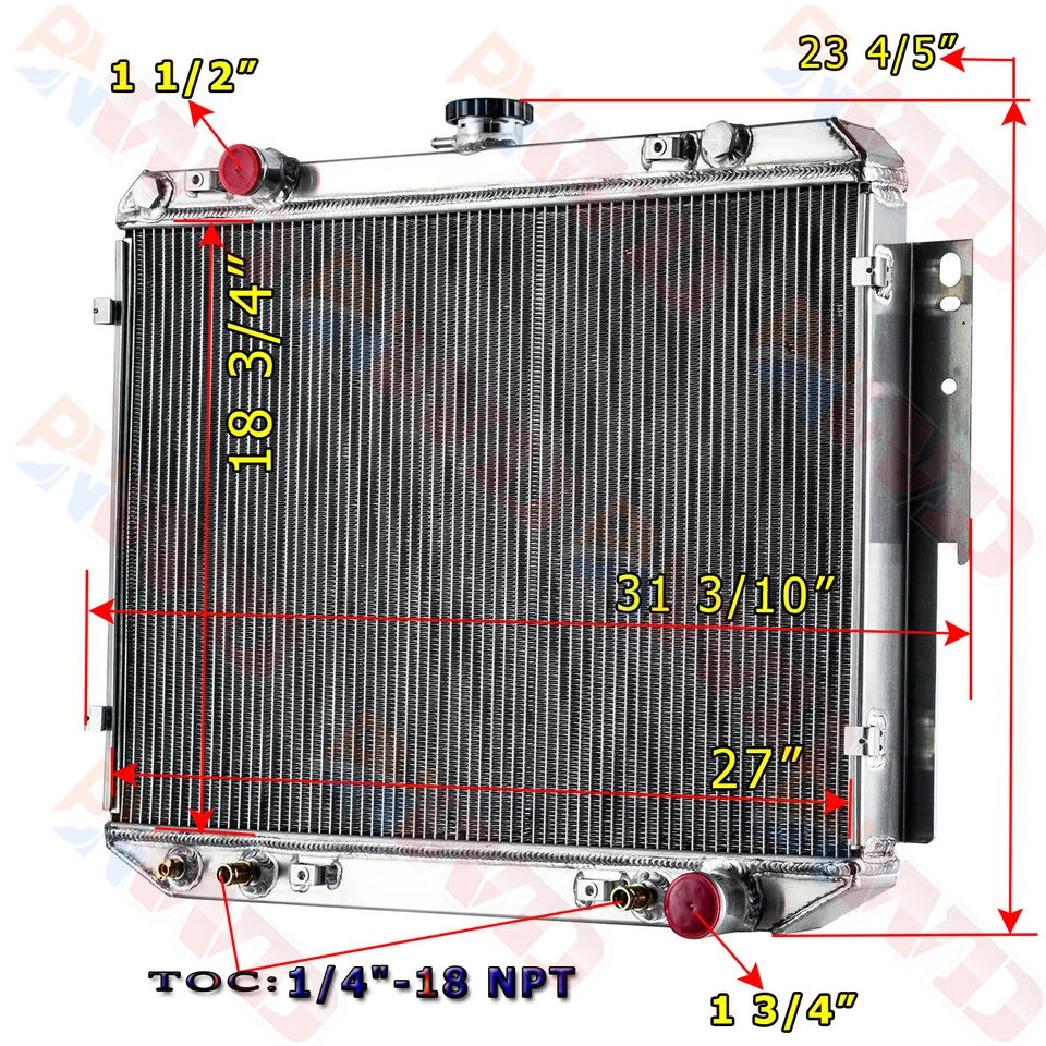 4 Row Aluminum Radiator For DODGE B1500 RAM 1500 3500 3.9L 5.9L 5.2L 1995-2003 Foto 2 de 4