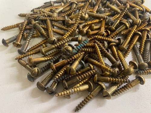 Brass Round Head Screws 144 x 1 1/2" x 14 British Screw CO Slotted Dome Bagged - Picture 8 of 24