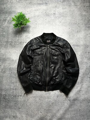 希少 DOLCE & GABBANA Gジャン 38 フロントボタン欠品 y2k Vintage 90s Dolce Gabbana Italy Leather Multipocket D&G Streetwear