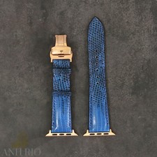 Lizard Leather Apple Watch Band for 49, 45, 44, 41, 38, 40, 42mm Butterfly Clas