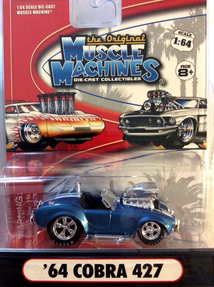 Muscle Machines  1/64 Scale - 1964 SHELBY COBRA 427 - BLUE & WHITE STRIPES  - Image 3 of 3