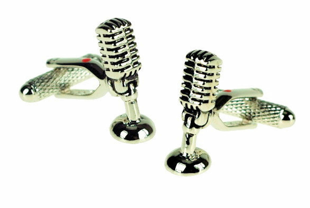 Microphone Cufflinks in Onyx Art of London Presentation Gift Box