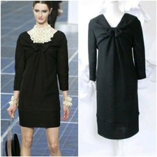 CHANEL Black Bow Cocktail Dress Women's Sz 44 Luxury Spring 2013 Runway