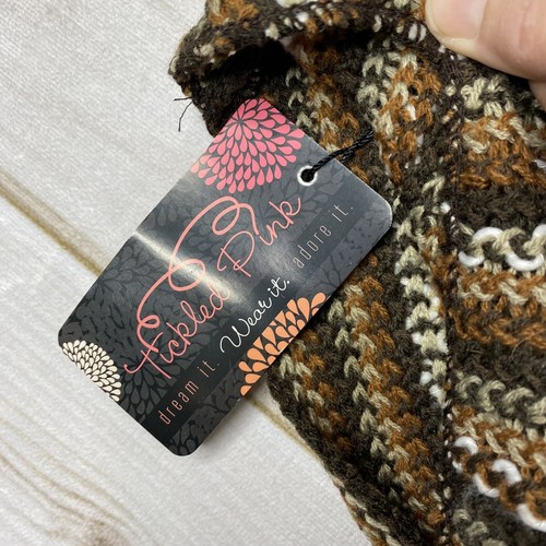 Tickled Pink Scarf/Shawl Brown Cable Knitted Pullover Lightweight Sweater NWT - Picture 6 of 10