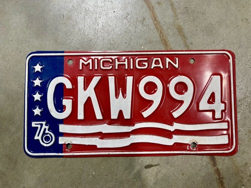 1976 Michigan Bicentennial Nummernschild (GKW-994) Einzelschild