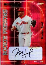 2002 Donruss MARLON BYRD Philadelphia Phillies ROOKIE PHENOMS AUTO 053/500