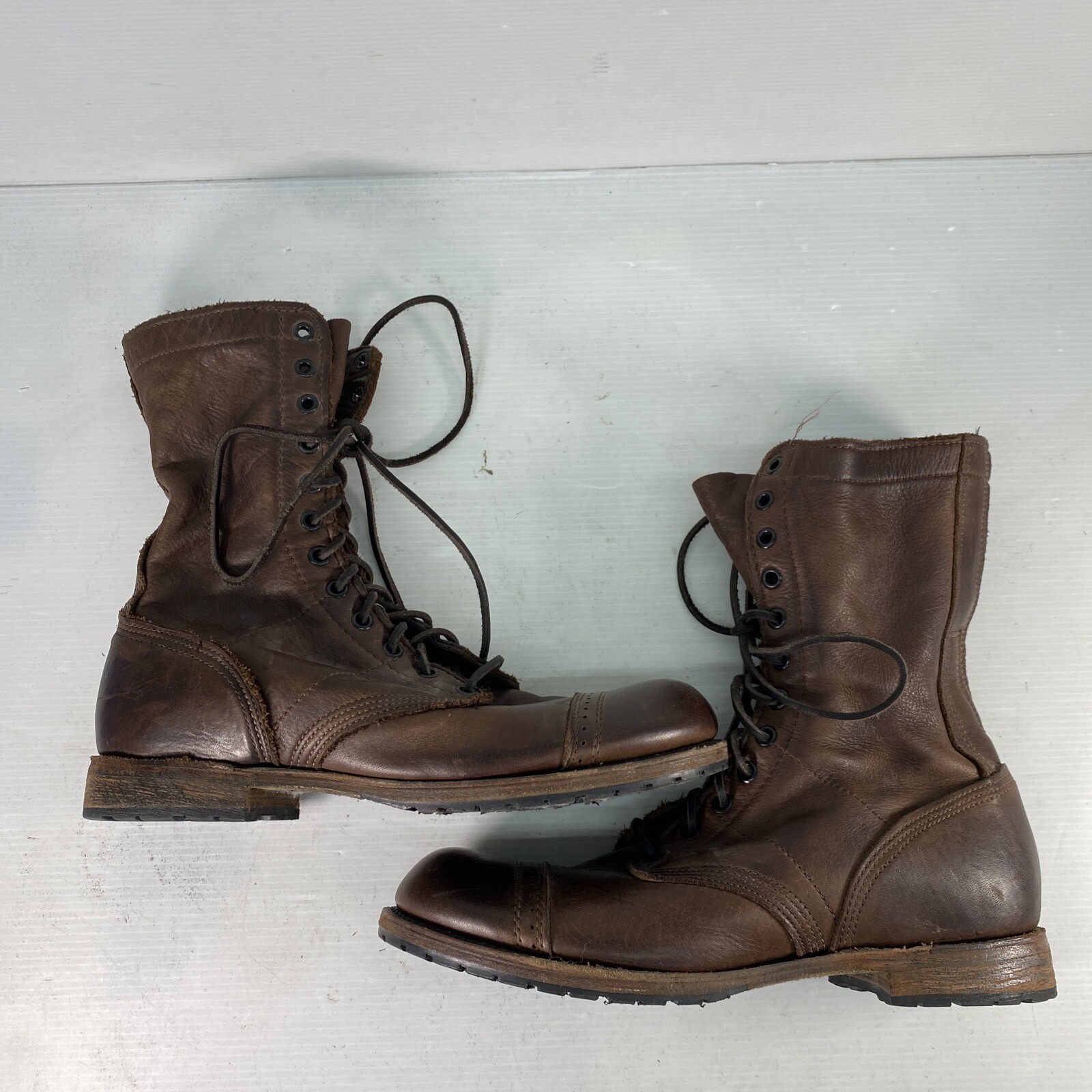 Vintage Shoe Company Molly Brown Lace Up Cap Toe Leather Combat Boots Women 8.5 eBay