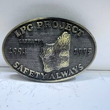 Vintage Brass Belt Buckle LPG Project Karratha Safety Always '94-'95